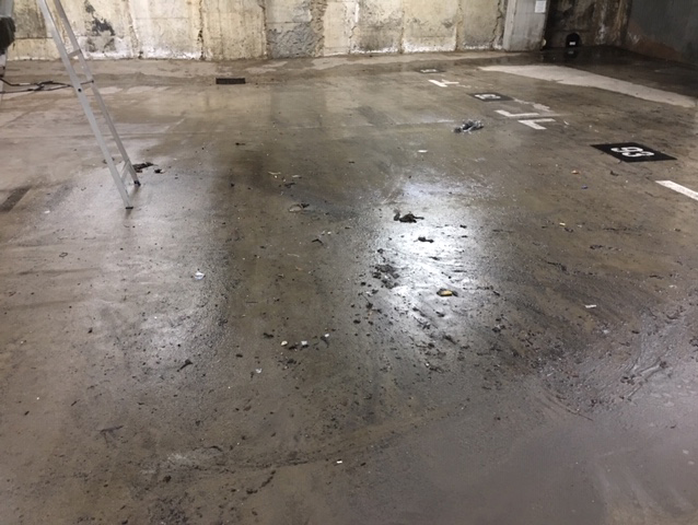 Before Concrete Cleaning in Car Parking.